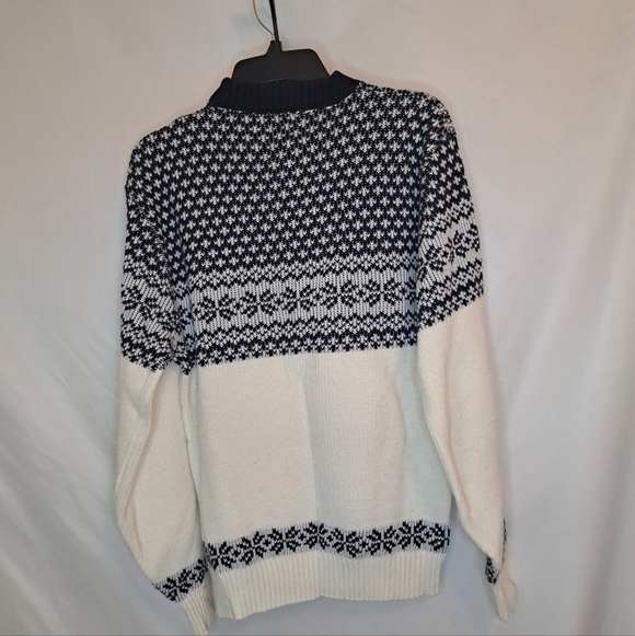 Vintage Ski Sweater Kingsport Navy and White Crewneck Sweater Womens XL #200 - Picture 2 of 8